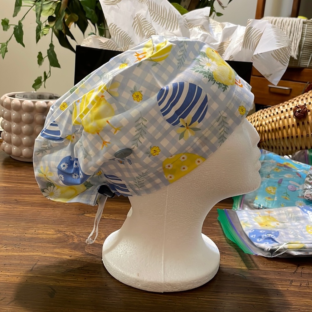 Easter egg/chick/plaid Women’s Euro Scrub cap new